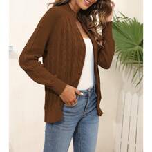 BZB Women's Zipper Cable Knit Sweater Cardigan Long Sleeve Open Front Warm Knit Cardigan Casual Cardigan Knitwear