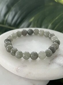 1 Stück Armband aus Jade für Wohlstand und Fülle, Jadeit Edelstein Geschenk für gutes Glück, Kreativität und die Absorption negativer Energie
