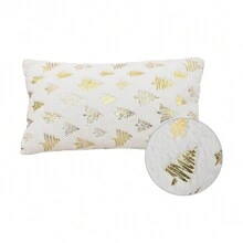 1 vỏ gối trang trí in lá vàng Giáng sinh (không bao gồm ruột gối), hình vuông dùng để trang trí ngày lễ - Nhiều màu - Xem 35