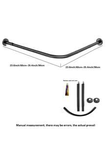 1pc Retractable Stainless Steel L-Shaped Bathtub Shower Curtain Rod, No Drill Installation, Suitable For Bathroom, Clothing Store, Private Space (Curtain Not Included), Black Home Bathroom Decor Fall Decor Bathroom Accessories Back To School