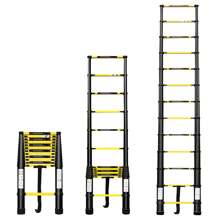 VA-Cerulean Telescopic Ladder Aluminum Telescopic Ladder Foldable Extension Ladder Non-Slip Aluminum Ladder Multi-Purpose Ladder Multi-Function Foldable Ladder Extension Ladder Max 150kg Load Capacity Black + Yellow 1.9+1.9M / 2.5+2.5M