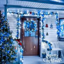 KBO JMEXSUSS Blue And White Christmas Lights Outdoor With Remote, 600 LED String Lights Indoor Clear Wire, 168ft Christmas Fairy Lights Plug In For Bedroom Tree Birthday Party Christmas Decorations - Blue and White - View 6