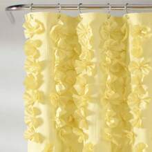 Riley Shower Curtain, 72" W X 72" L, Yellow - Luxury Shower Curtain With Bows - Charming Texture - Beautiful & Elegant Girly Bathroom Accessory - Romantic, Vintage Glam Bathroom Decor - Màu vàng - Xem 2