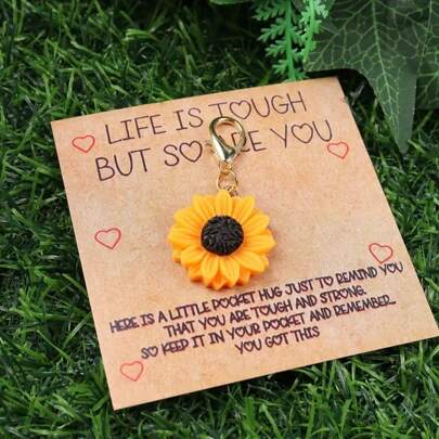 1pc/2pcs Sunflower Key Chain With Heart Shaped Shell, Brown Paper, Gift For Family & Friend, Suitable For Thanksgiving & Birthday Valentine's Day Valentines Car Accessories Bag Charm Backpack For School Letter Cute Goth Y2k Bag Lanyards With Id Holder Car Accessories Bag Charms