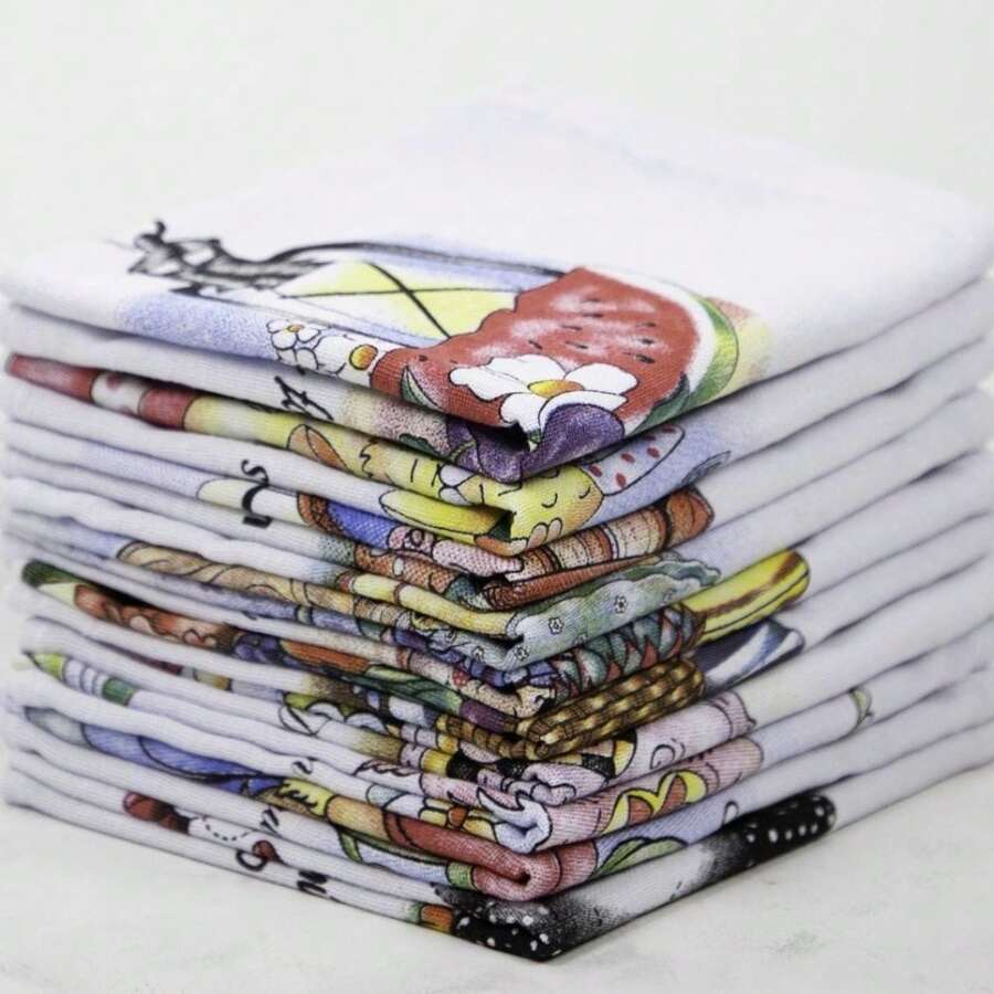 Kit 3 Terry Cup Cloths White Plate With Cotton Print 42cx65cm Assorted Prints - 什錦印花 - 查看 1