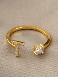 Anillos con letras ajustables para mujeres y adolescentes, anillo abierto minimalista con inicial para mujeres y hombres, anillo de letra en inglés personalizado 26, anillo de dedo delicado de acero inoxidable, regalo de pareja y amigo, accesorios de joyería de moda
