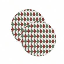 Christmas Sousplat Cover Kit Argyle White/Red/Green - 2 Pieces - 彩色 - 查看 1