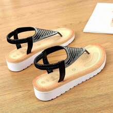 READY SALTED Women's Slippers - Comfortable Beach Shoes With Padded Suede Padding - Touch Fastening Women's Summer Footwear Walking Shoes For Girls - Black - View 2