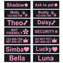 2pcs/Lot Multi-Color Lettering Pet Chest Harness Leather Tags, Customized Name And Information, Dog Harness Accessories, Outdoor Use, Various Font Colors, Patterns: Paw Print, Crown, Heart, Bone, Pentagram, Flower, Icon