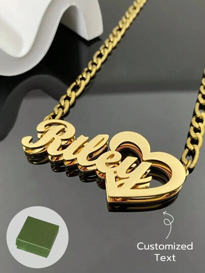 1PC Personalized Stainless Steel Double-Layer English Name Necklace Pendant, Customized Necklace, Fashionable Necklace, 18k Gold Plated Stainless Steel Bracelet, Including Exquisite High-End Gift Box, Daily Wear, Commemorative Significance, Give To Friends, Relatives, Family, Lovers, Holiday Gifts