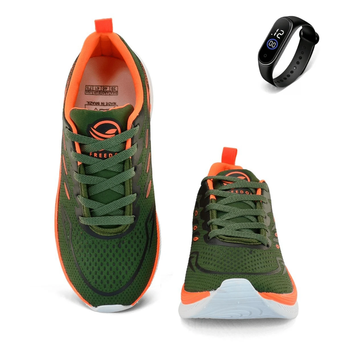 Men's Launch: Soft Casual Sneakers For Daily Use And Work + Smart Digital Watch - Green - View 1