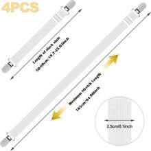 4PCS Bed Sheet Clips,Adjustable Bed Sheet Straps, Elastic Sheet Straps Suspenders Clips For Bedding,Fitted Bed Sheet Grippers To Keep Your Sheets In Place - Black and White - View 4