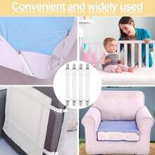 4PCS Bed Sheet Clips,Adjustable Bed Sheet Straps, Elastic Sheet Straps Suspenders Clips For Bedding,Fitted Bed Sheet Grippers To Keep Your Sheets In Place - Black and White - View 3