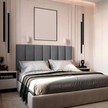 Paper and Wall Single L Corner Headboard Kit 15 Pieces Decoration For Bedroom Single Bed - 灰色 - 查看 3