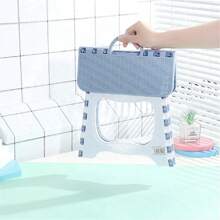 Folding Chair Sturdy Multipurpose Chair With Handle Safe Climbing Home Children Practical Table Furniture - Baby Blue - View 2