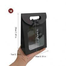 6/10 bolsas de papel kraft blanco con ventana transparente, bolsas de regalo a granel con asas, bolsas de regalo de papel pequeñas, bolsas de compras blancas, bolsas de regalo con moño para boda, fiesta de novia, cumpleaños, vacaciones, fiesta de navidad, tiendas minoristas, marrón - multicolor - Ver 10