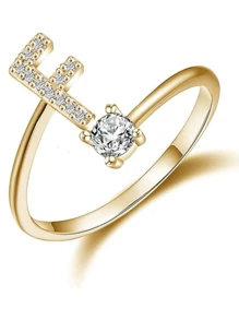 Anillos con letras ajustables para mujeres y adolescentes, anillo abierto minimalista con inicial para mujeres y hombres, anillo de letra en inglés personalizado 26, anillo de dedo delicado de acero inoxidable, regalo de pareja y amigo, accesorios de joyería de moda
