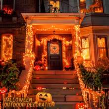 KBO JMEXSUSS 600 LED Orange Lights For Halloween Decor, Orange String Lights Outdoor Waterproof, Plug In Halloween String Christmas Light For Indoor Room Party Tree Yard Fall Decorations - Orange - View 4