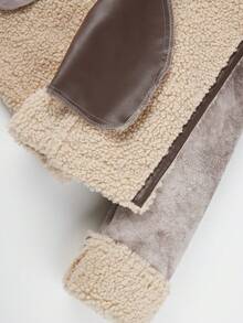 Risissida 女士短款夹克，简约设计，带帽内衬，秋季完美之选，女士皮夹克 - 卡其色 - 查看 6