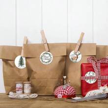 TYFYO 1 卷 500 张 1 英寸圣诞圣诞老人驯鹿贴纸，节日礼物不干胶标签，圣诞节 - 彩色 - 查看 8