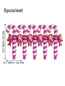 5 件装金属圣诞糖果棒铝箔气球套装 - 粉色 - 查看 2
