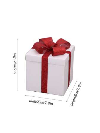 20cm Square White DIY Christmas Decoration Gift Box, Festive Ornaments Set For Holiday Party, Hotel Lobby Display, Shopping Mall Window Decoration