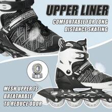 Adjustable Inline Skates For Kids,Roller Skates With Featuring All Illuminating Wheels - Beginner Skates For Girls And Boys,Youth Teens - A-black - View 3