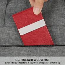 1pc Business Card Holder, PU Leather Business Card Case Pocket Card Holders For Men Or Women, Metal Slim Name Card Holder With Magnetic Closure Back To School