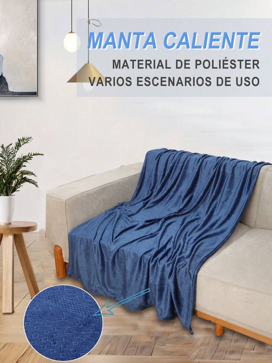Cobija Para Envolver De Calidad,suave y acogedora manta para franela borrosa, Frazada Delgada Para Decoración Sofa Y Cama,Tejido de tela cálido para todo estación,Manta De Tamaño Personal(160*130CM) - Azul oscuro - Ver 1
