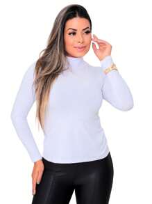Kit 3 Blusas Femininas Manga Longa Gola Alta Viscolycra