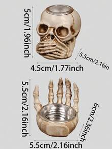 Halloween Skeleton Candlestick, Halloween Horror Decoration, Fun Personalized, Suitable For Creating Horror Atmosphere, Bars, Halloween Makeup Parties, Home Decoration, Etc(Don't Listen, Don't Say, Don't Look. It's A Three Pieces Set), Christmas