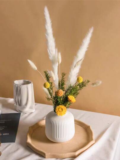 1pc Wit Plastic Flower Vase Dried Vase, Arrangement, Home Dining Tafel Bedroom Wedding Rama ation Birthday Graduation Glass view 5