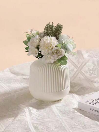 1pc Wit Plastic Flower Vase Dried Vase, Arrangement, Home Dining Tafel Bedroom Wedding Rama ation Birthday Graduation Glass view 4