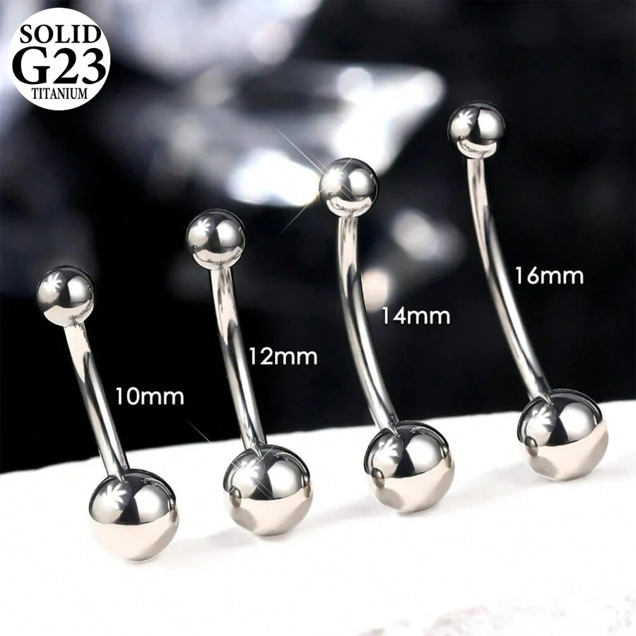 1pc Belly Button Rings, Silvery Belly Rings, Internally Threaded Navel Piercing Jewelry, Long Belly Piercing Jewelry, Curved Barbell, Belly Rings For Women Men - Silver - View 1