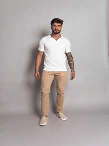 ITALIAN KNITTING POLO T-SHIRT WITH ELASTANE - White - View 4