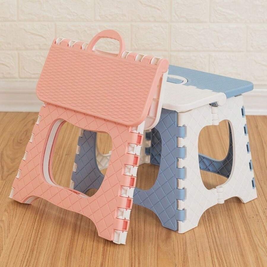Folding Chair Sturdy Multipurpose Chair With Handle Safe Climbing Home Children Practical Table Furniture - Hồng - Xem 1
