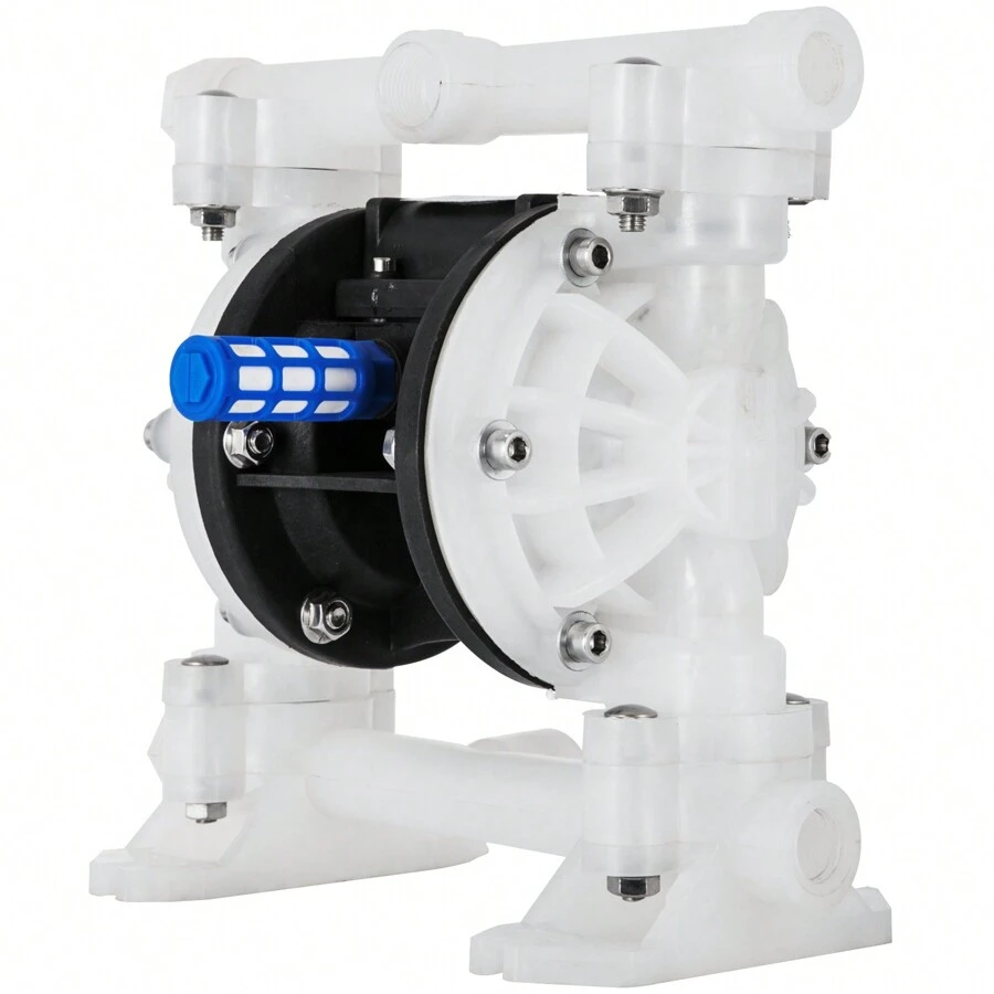 Air-Operated Double Diaphragm Pump, 1/2 In Inlet & Outlet, Polypropylene Body, 8.8 GPM & Max 120PSI, PTFE Diaphragm Pneumatic Transfer Pump For Petroleum, Oil & Low Viscosity Fluids
