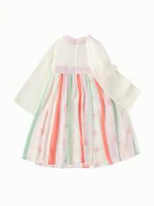 Balabala Girls' Dress, 2024 Spring Collection, Elegant And Stylish Country-Style Long Sleeve Dress For Young Girl - Red and White - View 5