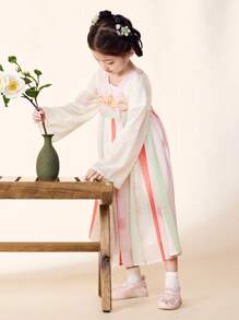 Balabala Girls' Dress, 2024 Spring Collection, Elegant And Stylish Country-Style Long Sleeve Dress For Young Girl - Red and White - View 3