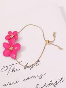 1 件紫红色时尚手链，喷花装饰别致珠宝，适合女性日常佩戴 - 玫紅色 - 查看 2