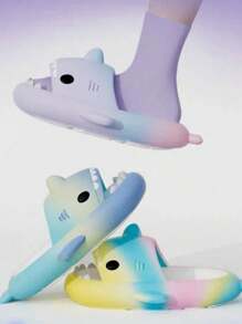 Sandalias Bicolor Diseño De Tiburón Unisex Descanso - Morado Violeta - Ver 4