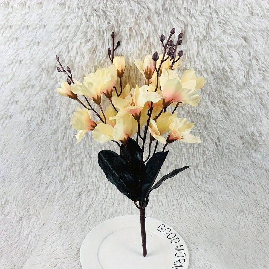 2 件装仿木兰花和十字花科植物装饰植物套装，秋色，家居插花 - 香檳色 - 查看 1