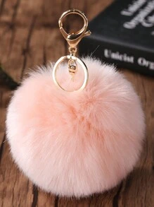 1pc Multicolour 8cm Fluffy Fur Ball Pom Pom Keychains, Soft Faux Fur-Like Ball Car Keyring, Car Keyring Key Holder Women Bag Pendant, Bag Accessories, Back To School Gifts (Please Note That The Keychain Is Fluffy And Can Be Rearranged To Look The Same As In The Picture Upon Receipt)