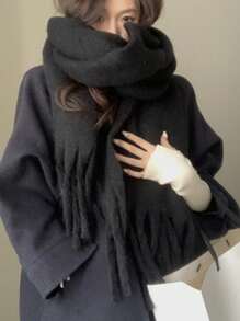 1pc Solid Color Women's Winter Scarf,  Winter Warm Neck,Autumn And Winter New Tassel Long Scarf, High-End And Thickened Warm And Cold Resistant Multifunctional Shawl Scarf, Suitable For Daily Use By Men And Women Accessories Women