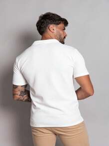 ITALIAN KNITTING POLO T-SHIRT WITH ELASTANE - White - View 3