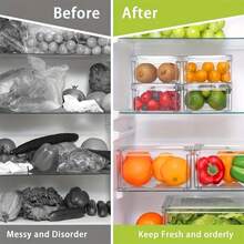 10 件带盖冰箱收纳箱，可堆叠透明食品储存容器，适用于水果、蔬菜、春夏野餐、婚礼、生日、派对、母亲节、厨房收纳和储存、厨房配件万圣节装饰万圣节服装秋季装饰节日装饰 - 10件套 - 查看 8