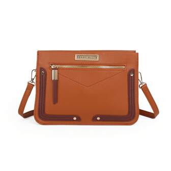 Perry Ellis Bolsa Para Dama PE De Moda Tipo Crossbody Con Correa Ajustable Color Marrón