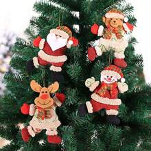 1/4pcs Christmas Decoration Burlap Cartoon Dancing Doll Tree Ornament, For Festive Dress-Up, Party Decoration, Home Decor - Multicolor - View 1