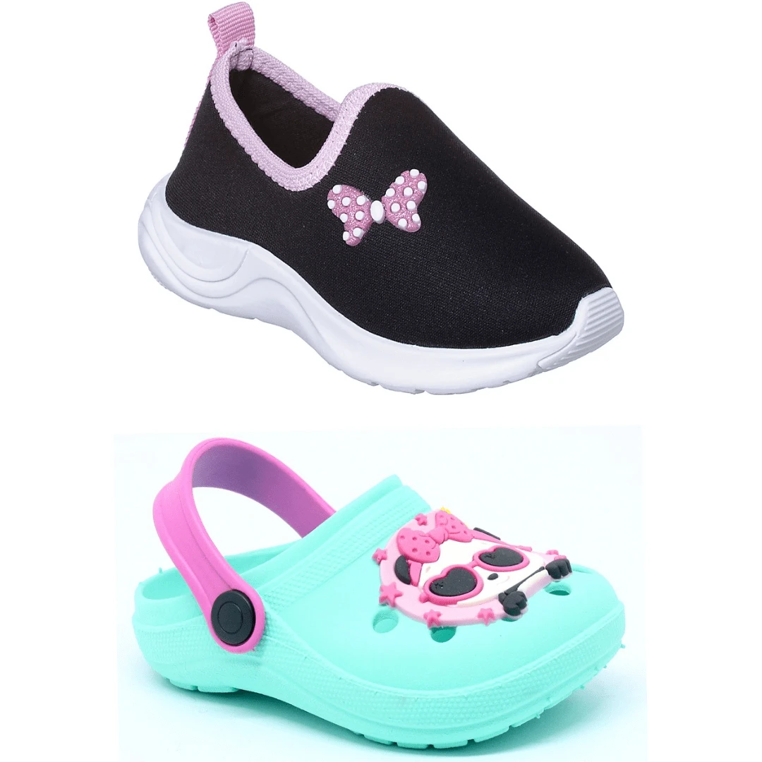 Kit 2 Children's Sneakers Girl School Fashion Footwear Lightweight And Versatile Back To School Shoes - màu xanh lá - Xem 1