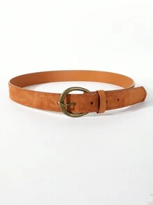 1 pièce Ceinture décontractée en PU marron vintage, avec boucle en métal bronze antique, convient pour jeans, pantalons d'été, école d'automne, automne, Halloween